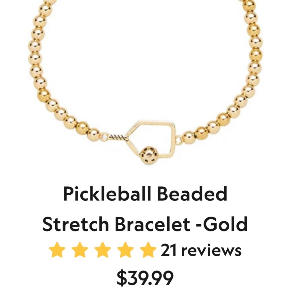 Born to Rally Pickleball Gold Stretch Bracelet